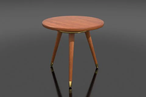 Mid-century teak and brass side table 3D model preview