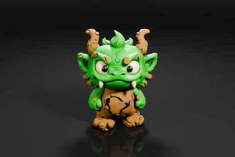 Small figurine of a green dragon 3D model preview