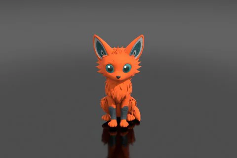 Small figurine of a fox 3D model preview