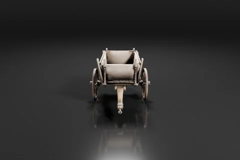Small, antique-looking cart or cart 3D model preview
