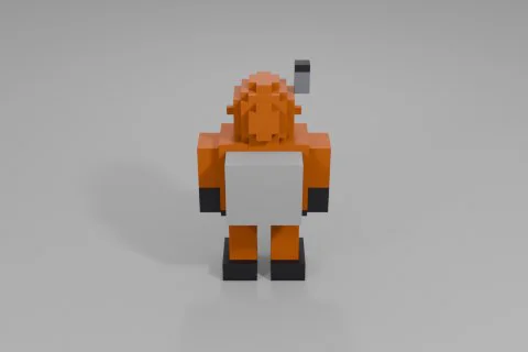 Cartoon-like astronaut in an orange spacesuit with black boots and gloves 3D model preview