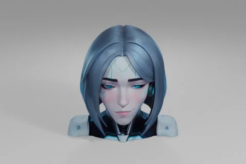 Female character's head 3D model preview