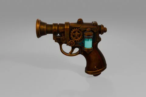 Steampunk-style gun 3D model preview