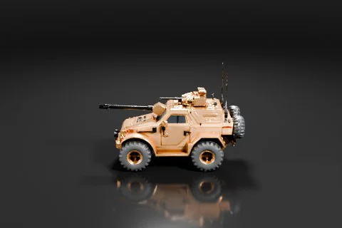 Miniature model of a military vehicle, specifically an armored personnel carrier 3D model preview