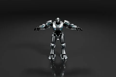 Robot with a metallic body and arms 3D model preview