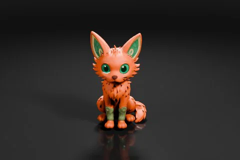 Small figurine of a fox 3D model preview