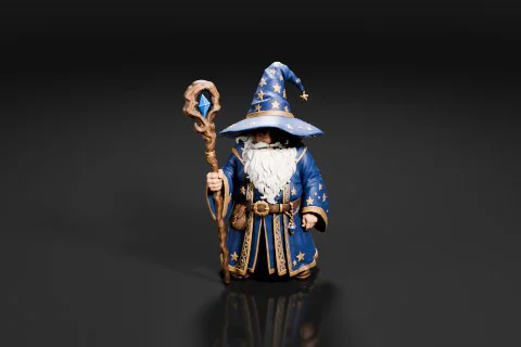 Figurine of a wizard 3D model preview