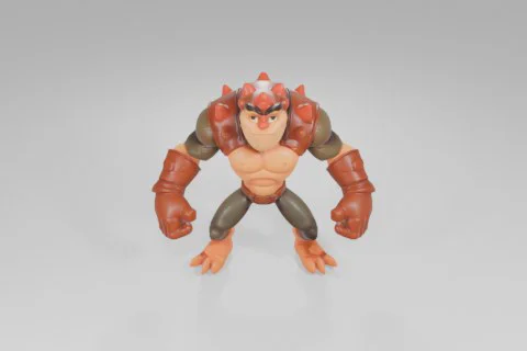 Muscular, cartoonish action figure with orange skin and lizard-like features 3D model preview