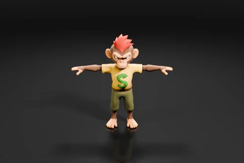 Cartoon character with a red mohawk on its head 3D model preview