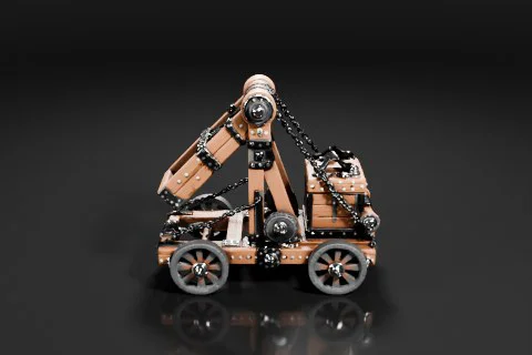Miniature model of a robotic arm with four wheels 3D model preview
