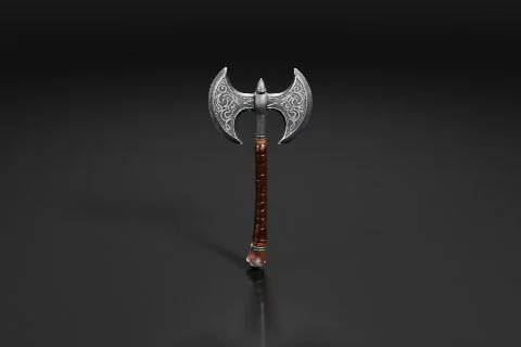 Axe with a wooden handle 3D model preview