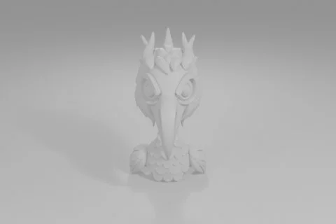 Small, white sculpture of a dragon's head 3D model preview