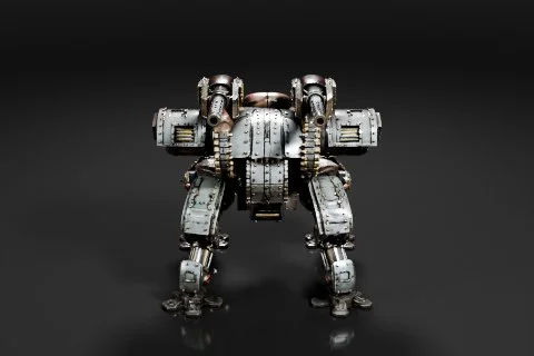 Robot-like figure with a metallic appearance 3D model preview