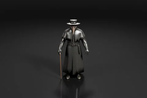 Man standing in a dark room 3D model preview
