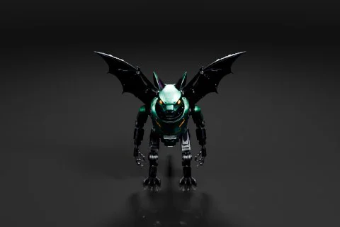 Robot-like creature with a dark background 3D model preview