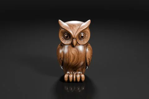 Photograph of a small figurine of an owl 3D model preview
