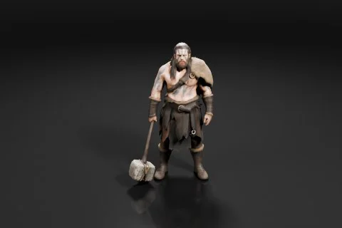 Miniature figurine of a man with a long beard and a muscular physique 3D model preview