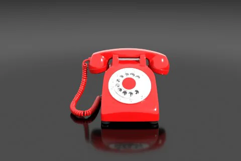 Red rotary dial telephone 3D model preview