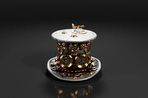 Small, ornate box with a lid 3D model preview