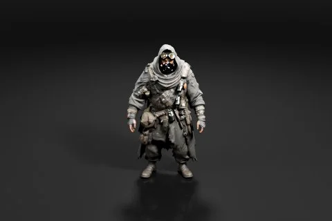Soldier in full combat gear 3D model preview