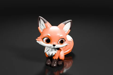 Small figurine of a fox 3D model preview