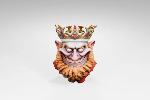 Cartoon-like mask with a crown on top 3D model preview