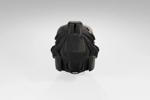 Black helmet with a unique design 3D model preview