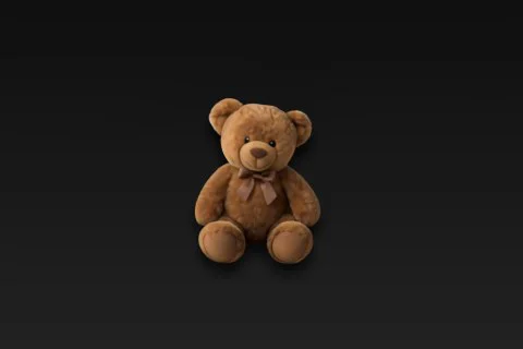 Teddy bear sitting on a black background 3D model preview