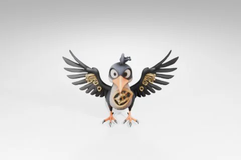 Cartoon bird with its wings spread wide 3D model preview