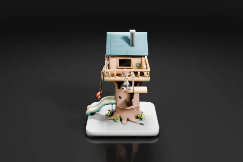 Miniature figurine of a treehouse 3D model preview