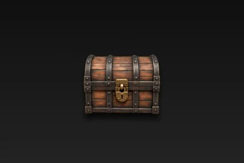 Small wooden chest with a lock on it 3D model preview