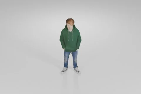 Young man standing in a plain white background 3D model preview