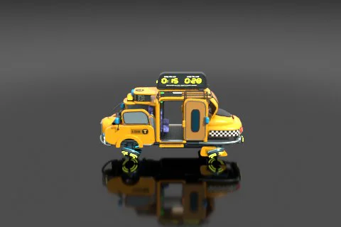 Yellow taxi cab 3D model preview
