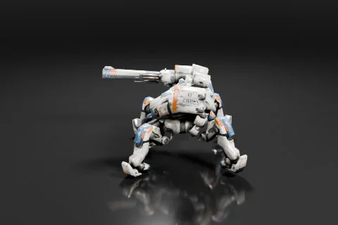 Robot-like figure with a futuristic design 3D model preview