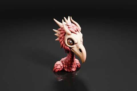 Small figurine of a bird's head 3D model preview