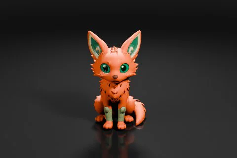 Small figurine of a fox 3D model preview
