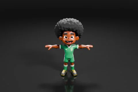 Cartoon character with an afro hairstyle 3D model preview