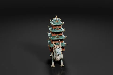 Photograph of a miniature figurine of a dragon 3D model preview
