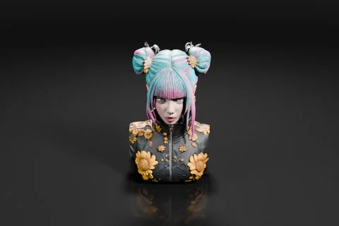 Portrait of a young woman with a unique and edgy hairstyle 3D model preview