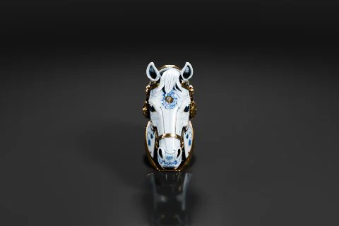 Close-up of a ring in the shape of a horse's head 3D model preview