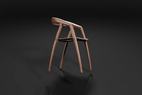 Wooden chair 3D model preview