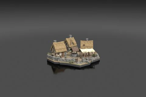 Modular fantasy village made with minimum 3d objects 3D model preview