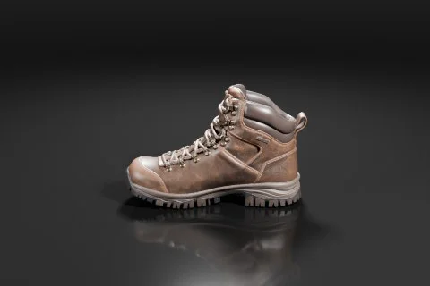 Brown leather boot 3D model preview