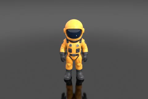 Person wearing a yellow space suit 3D model preview