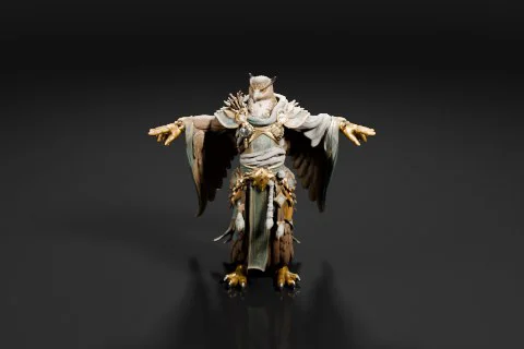 Mythical creature with wings spread wide 3D model preview