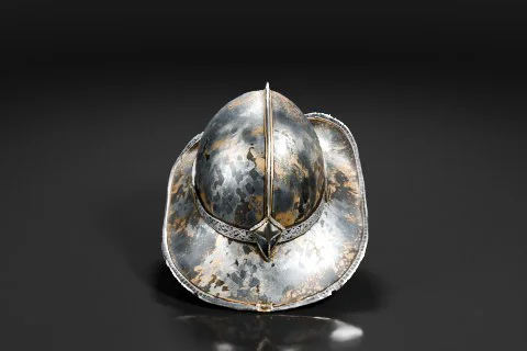 Close-up of a medieval helmet 3D model preview