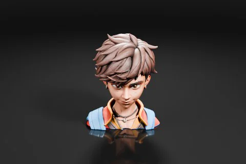 Small figurine of a young man's head 3D model preview