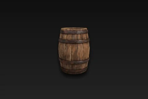 Wooden barrel 3D model preview