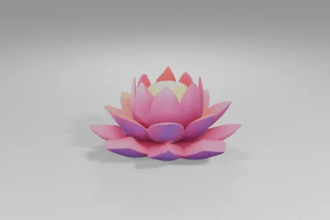 Stylized lotus flower with layered pink and magenta petals radiates outward 3D model preview